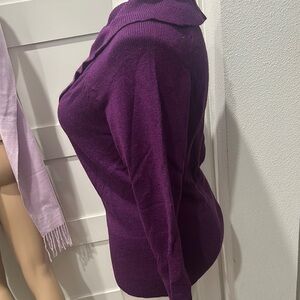 White House Black Market Purple V-Neck Sweater